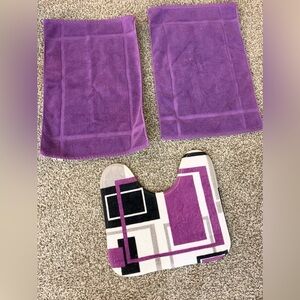 Ample Decor Purple Geometric Bath Rug Set of 3